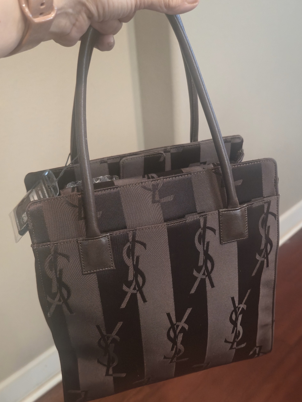 Yves Saint Laurent Monogram Jacquard/Cassandra Canvas Tote Bag